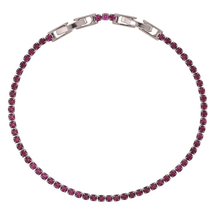 Браслет Xuping Родий Дорожка малиновых кристаллов длинна с доп. замком 17,19см х 2мм фото №5