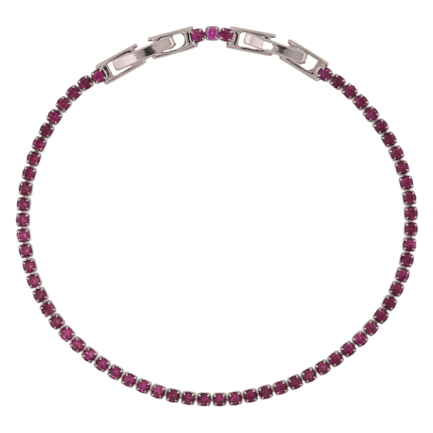 Браслет Xuping Родій «Доріжка малинових кристалів» довжина з доп. замком 17,19см х 2мм фото №1