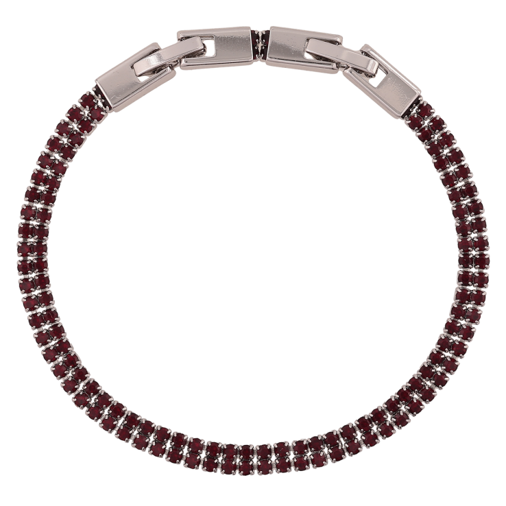 Браслет Xuping Родій «Подвійна доріжка бордових кристалів» довжина з доп. замком 17,19см х 4мм фото №6