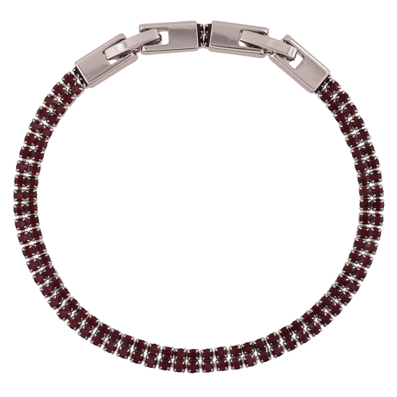 Браслет Xuping Родій «Подвійна доріжка бордових кристалів» довжина з доп. замком 17,19см х 4мм фото №1
