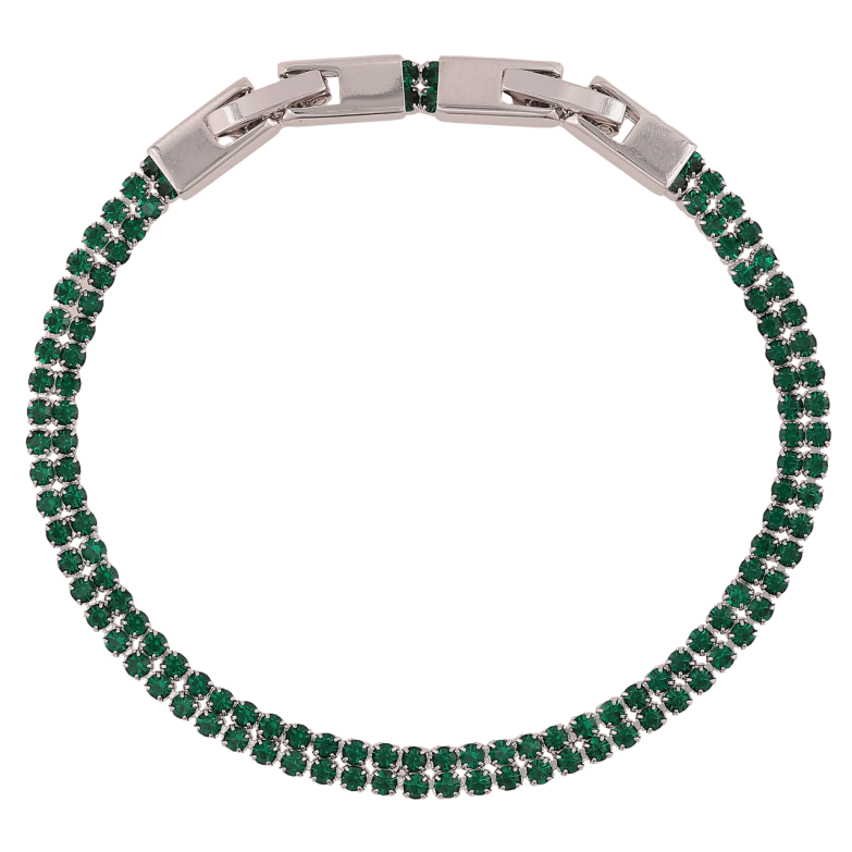 Браслет Xuping Родій «Подвійна доріжка зелених кристалів» довжина з доп. замком 17,19см х 4мм фото №2