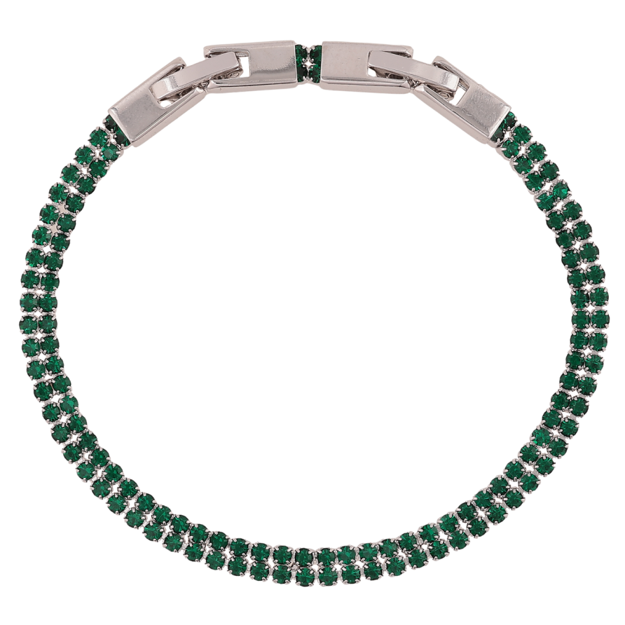 Браслет Xuping Родій «Подвійна доріжка зелених кристалів» довжина з доп. замком 17,19см х 4мм фото №1