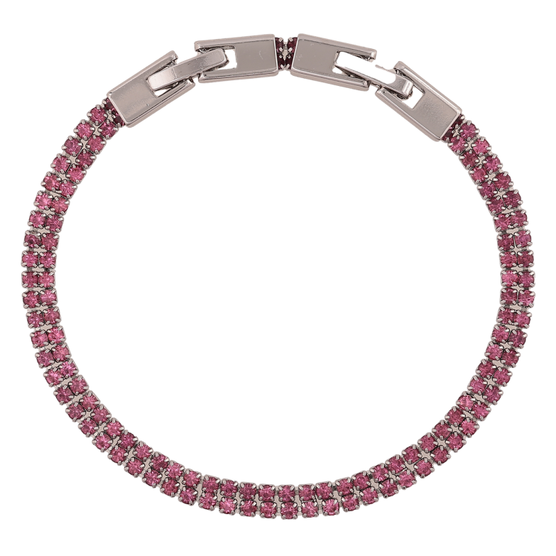 Браслет Xuping Родій «Подвійна доріжка рожевих кристалів» довжина з доп. замком 17,19см х 4мм фото №1