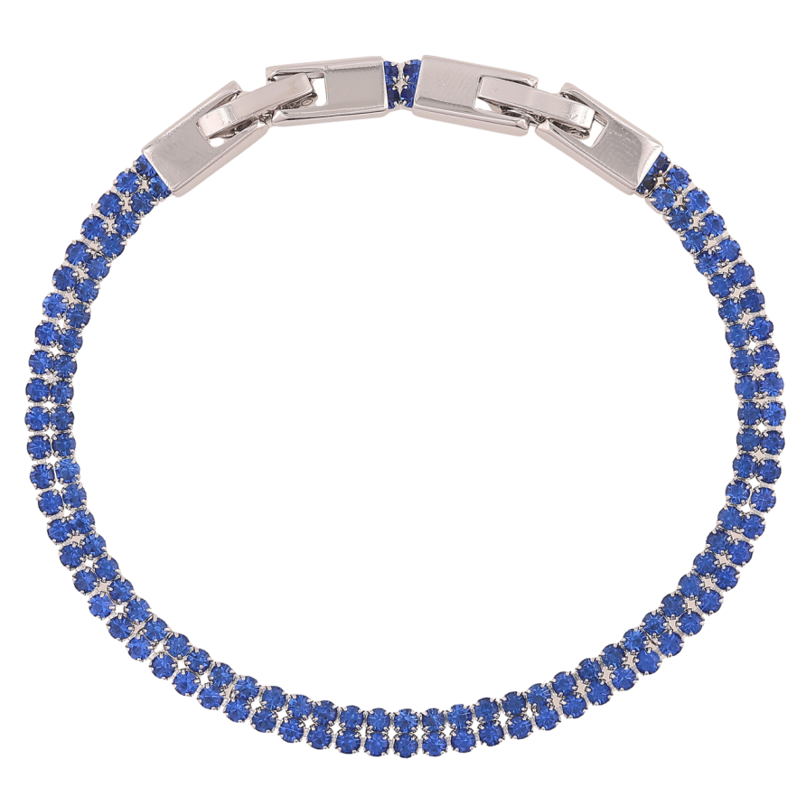 Браслет Xuping Родій «Подвійна доріжка синіх кристалів» довжина з доп. замком 17,19см х 4мм фото №1