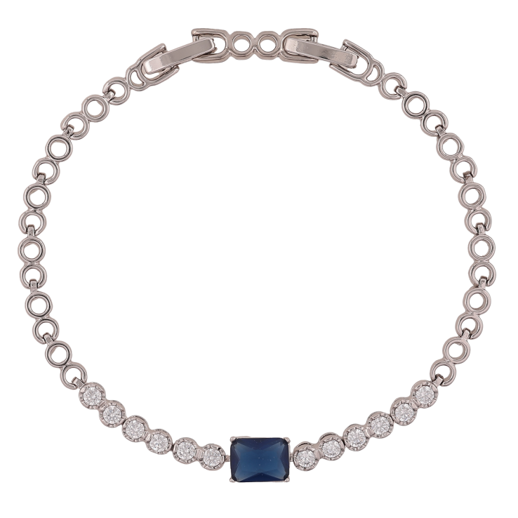 Браслет Xuping Родій «Кришталева доріжка з синім кристалом» довжина з доп. замком 17,19см х 4-6мм фото №13