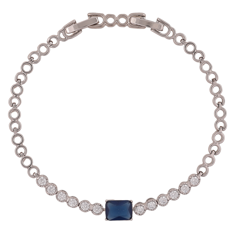 Браслет Xuping Родій «Кришталева доріжка з синім кристалом» довжина з доп. замком 17,19см х 4-6мм фото №3