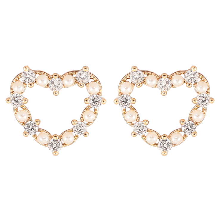 Серьги Xuping Позолота 18K пусеты Сердечки с кристаллами и жемчугом фото №4 Серьги Xuping Позолота 18K пусеты Сердечки с кристаллами и жемчугом фото №4