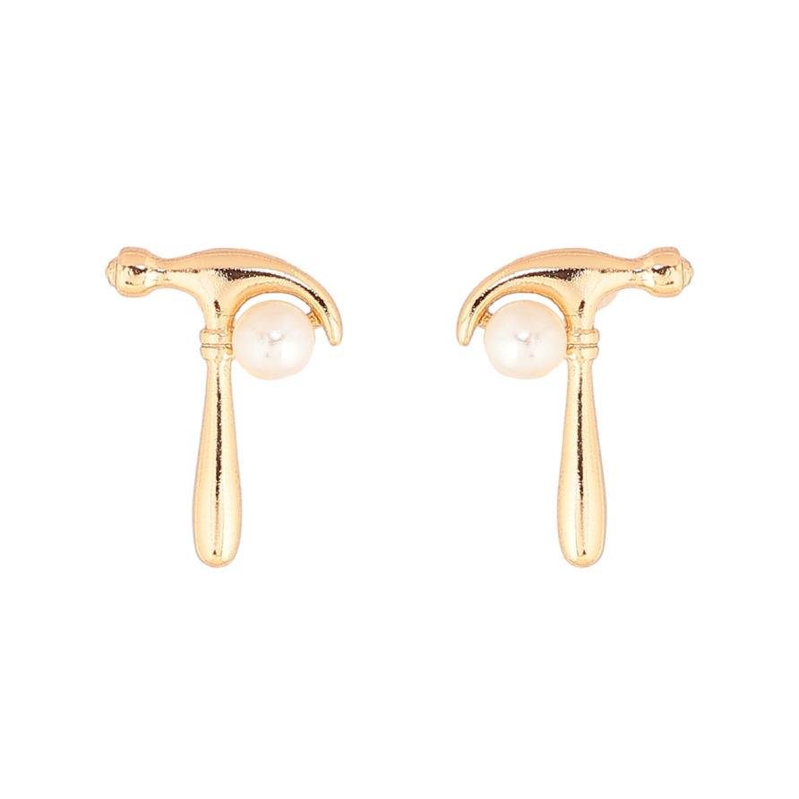 Серьги Xuping Позолота 18K пусеты Молотки с жемчужинами фото №1