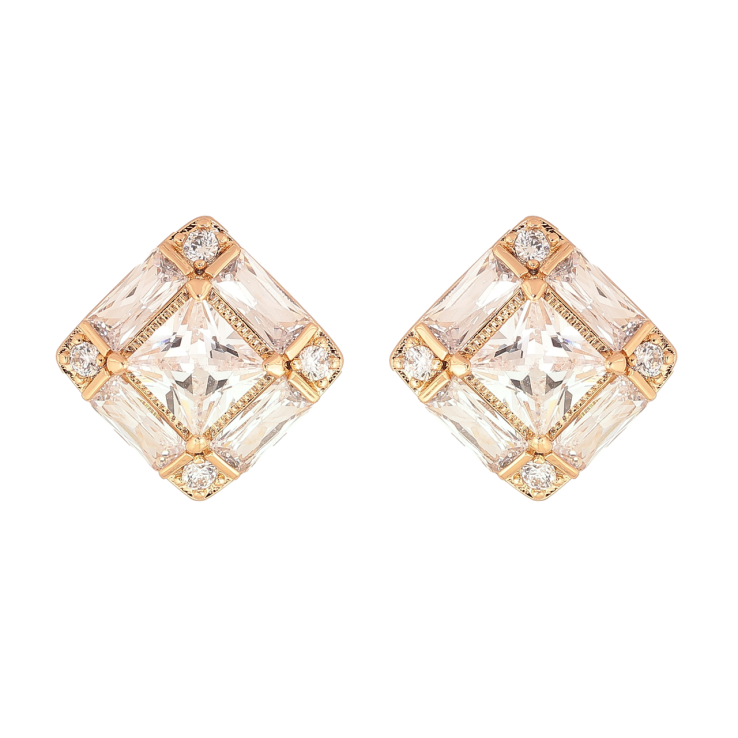 Серьги Xuping Позолота 18K пусеты Кристальные ромбы 13х13мм фото №21