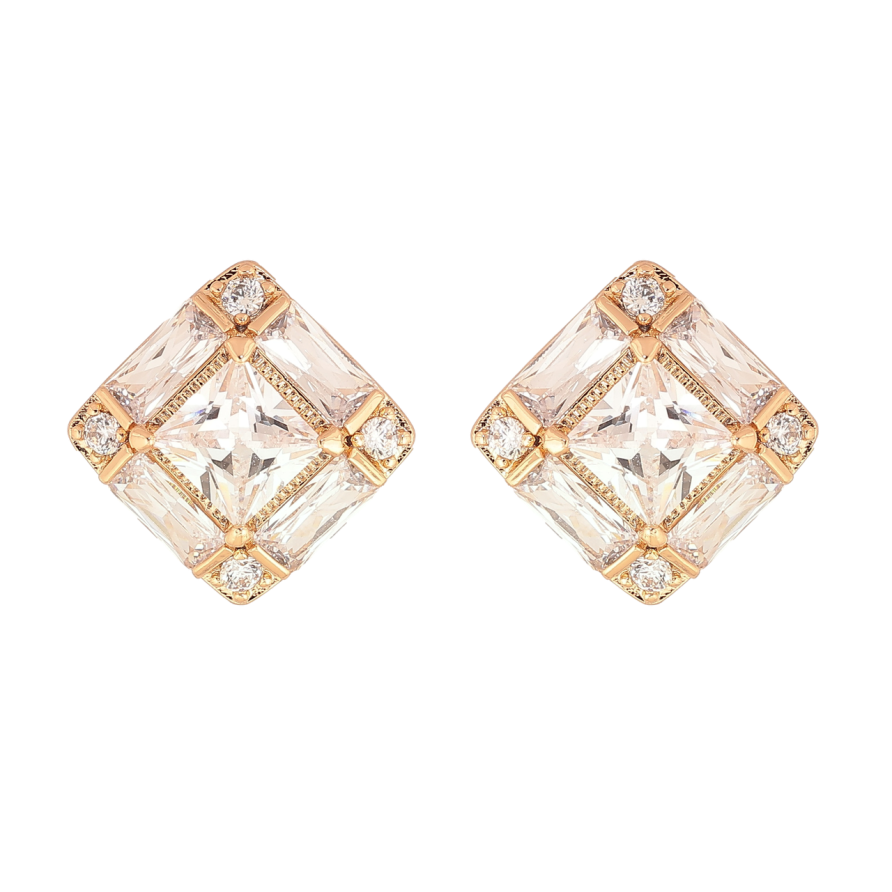 Серьги Xuping Позолота 18K пусеты Кристальные ромбы 13х13мм фото №1 Серьги Xuping Позолота 18K пусеты Кристальные ромбы 13х13мм фото №1