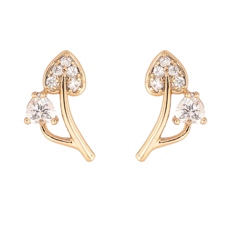 Серьги Xuping Позолота 18K пусеты Кристальные листики фото №7