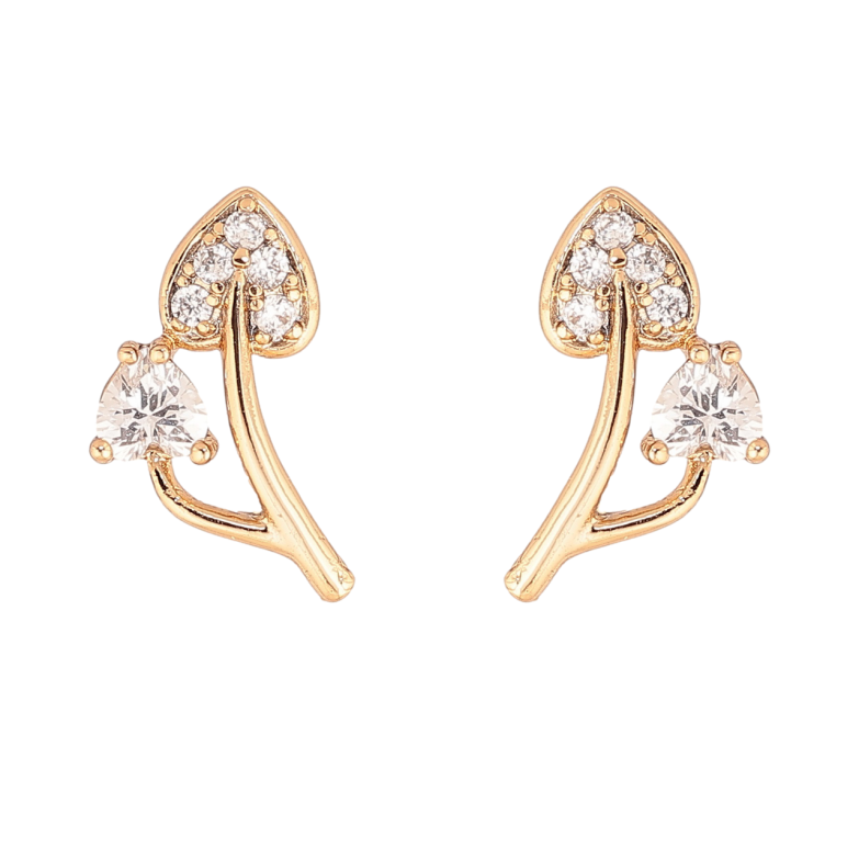 Серьги Xuping Позолота 18K пусеты Кристальные листики фото №1