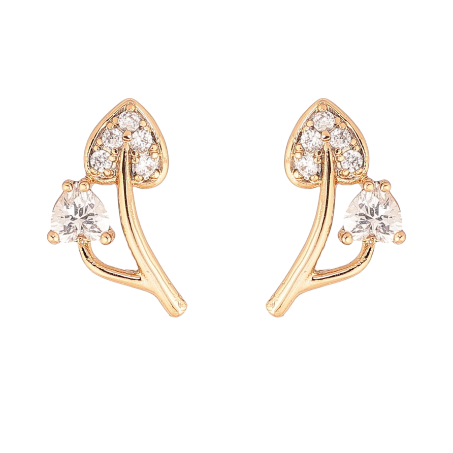 Серьги Xuping Позолота 18K пусеты Кристальные листики фото №1