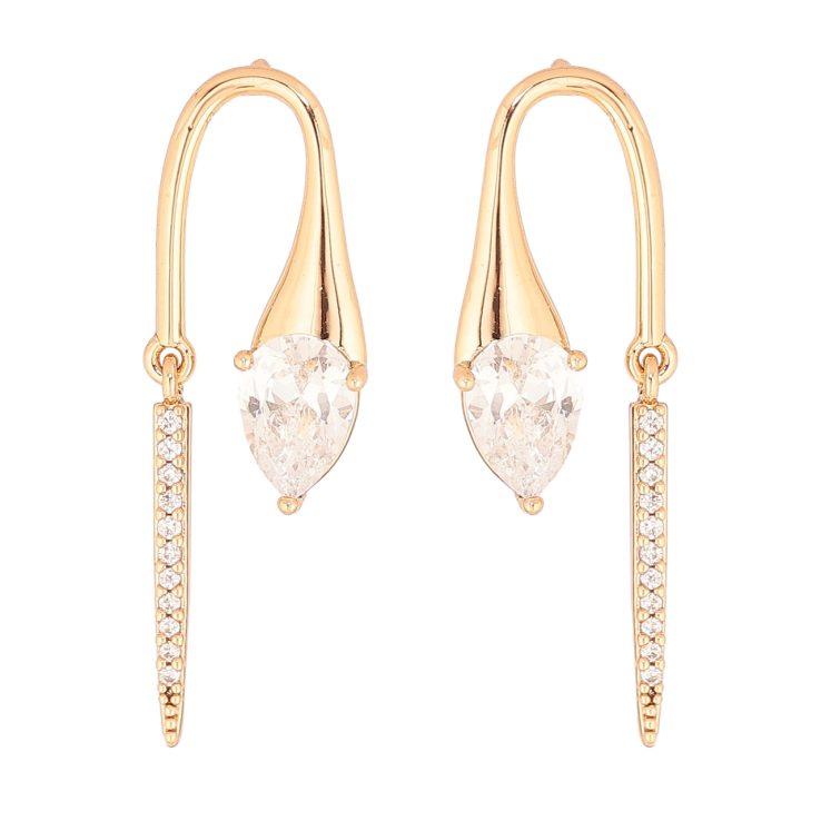 Серьги Xuping Позолота 18K пусеты Кристальные подвески фото №4 Серьги Xuping Позолота 18K пусеты Кристальные подвески фото №4