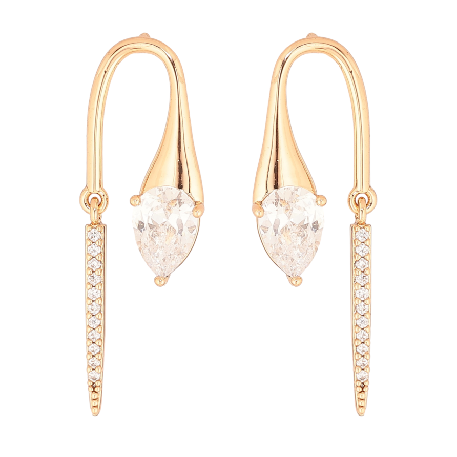 Серьги Xuping Позолота 18K пусеты Кристальные подвески фото №1