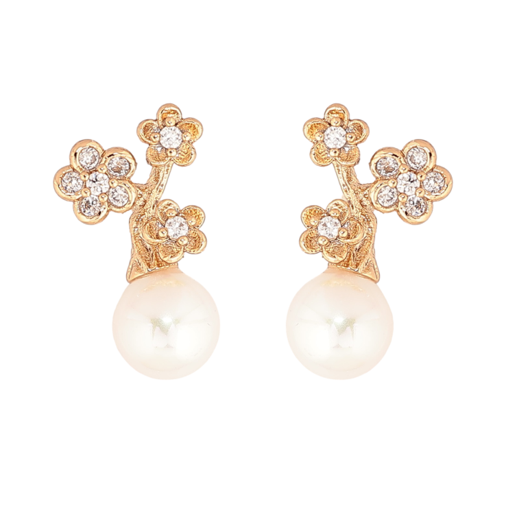 Серьги Xuping Позолота 18K пусеты Цветочки с жемчужинами фото №10 Серьги Xuping Позолота 18K пусеты Цветочки с жемчужинами фото №10