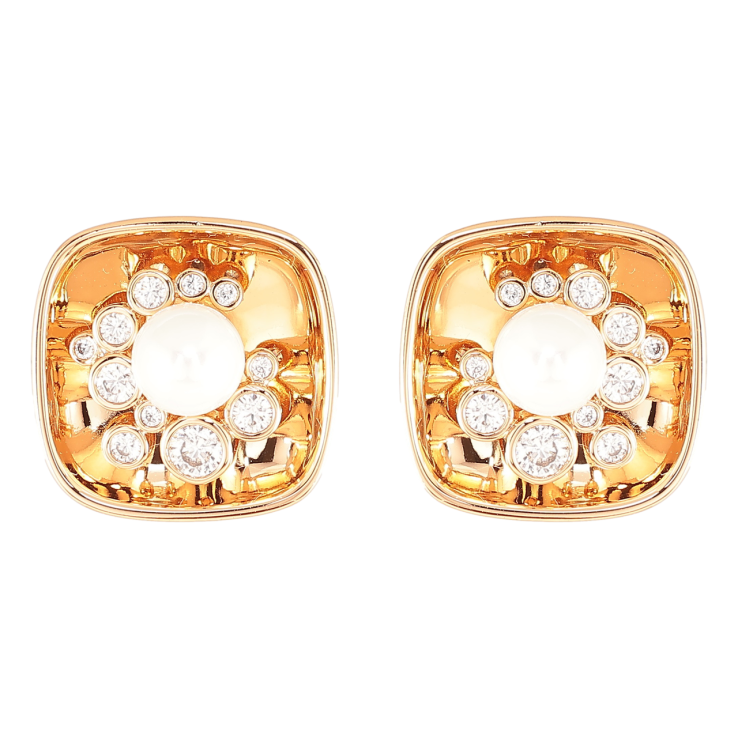 Серьги Xuping Позолота 18K пусеты Квадраты с кристаллами и жемчужинами фото №10 Серьги Xuping Позолота 18K пусеты Квадраты с кристаллами и жемчужинами фото №10