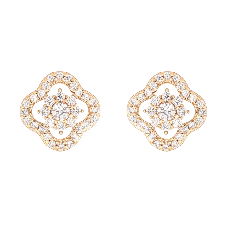 Сережки Xuping Позолота 18K пусети «Кришталеві квіточки» фото №1