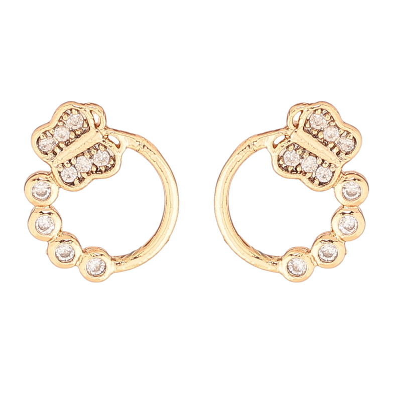 Серьги Xuping Позолота 18K пусеты Колечки с бабочками фото №1 Серьги Xuping Позолота 18K пусеты Колечки с бабочками фото №1