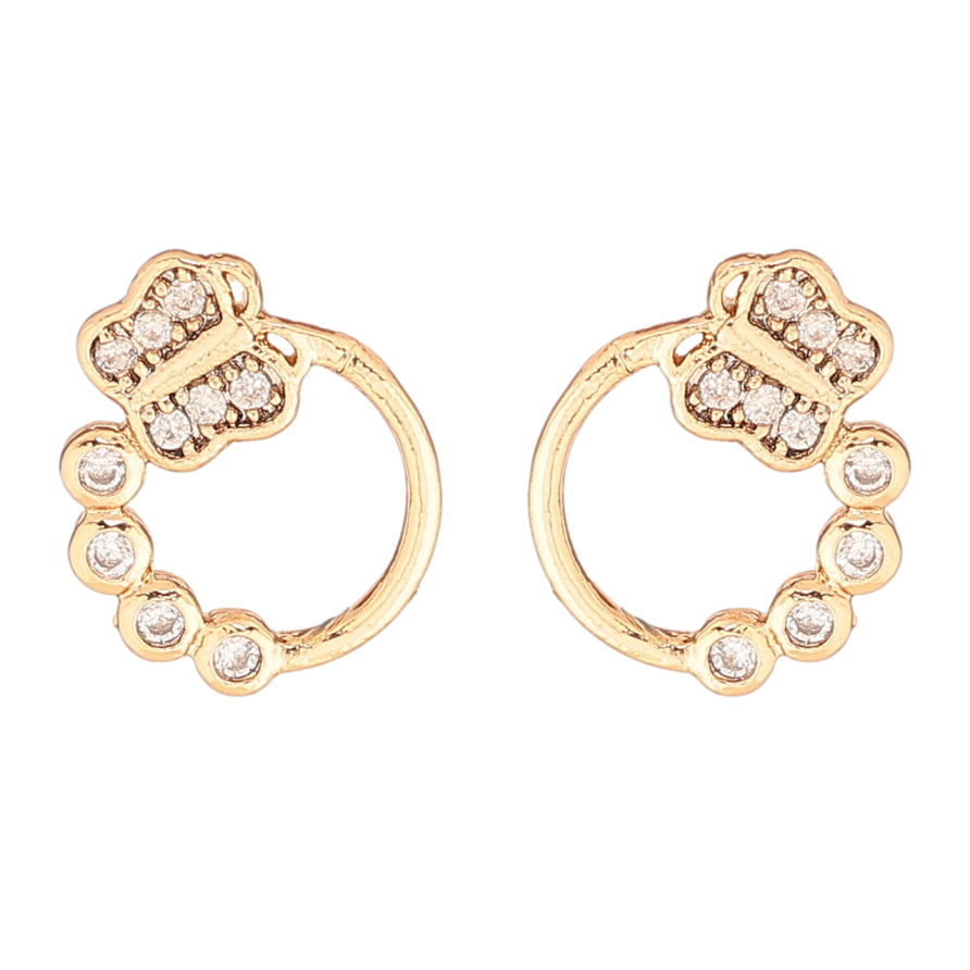 Серьги Xuping Позолота 18K пусеты Колечки с бабочками фото №1 Серьги Xuping Позолота 18K пусеты Колечки с бабочками фото №1