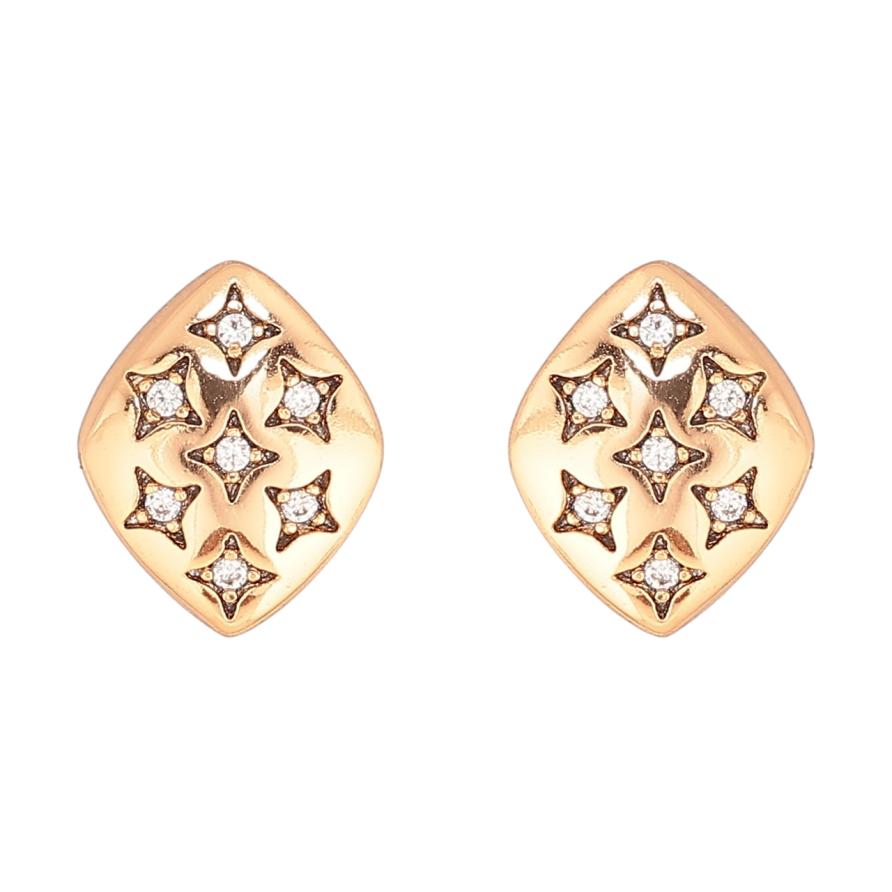 Серьги Xuping Позолота 18K пусеты Ромбы с звездным узором фото №1 Серьги Xuping Позолота 18K пусеты Ромбы с звездным узором фото №1