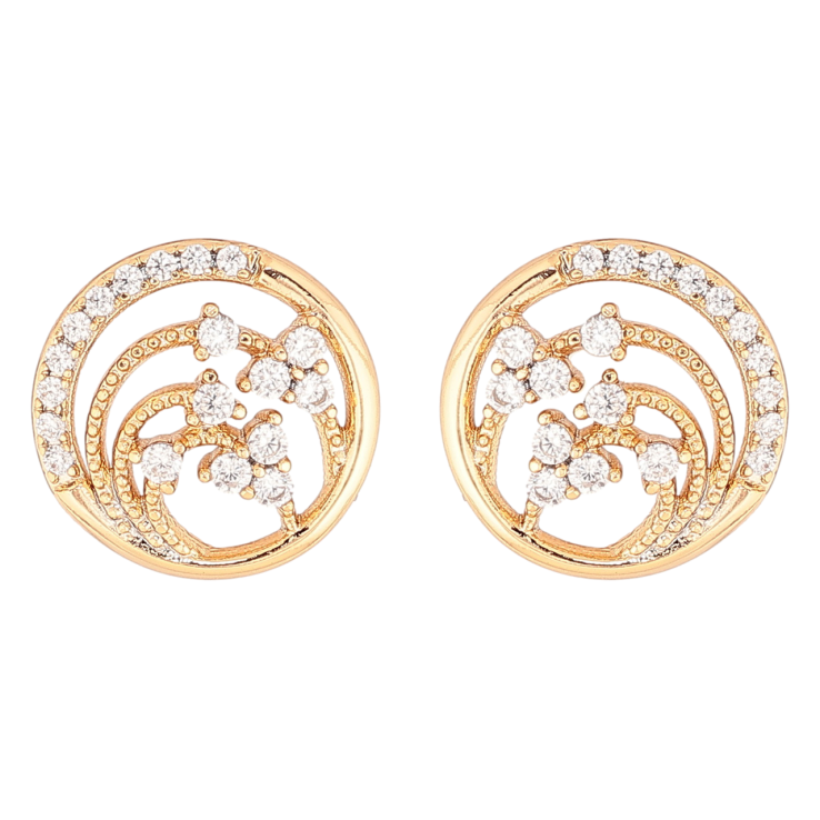 Серьги Xuping Позолота 18K пусеты Колечки с кристальным узором фото №9