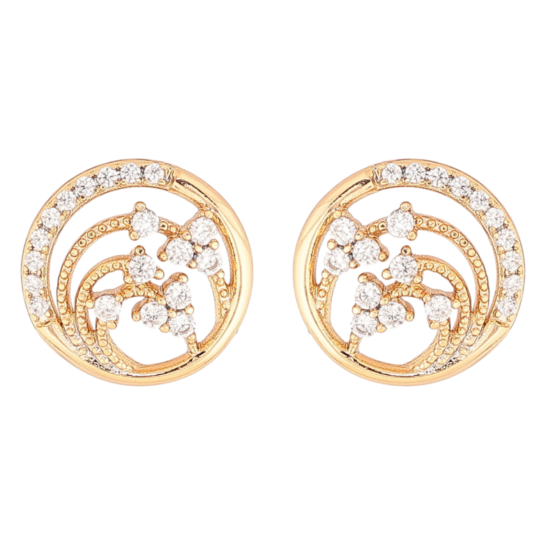 Серьги Xuping Позолота 18K пусеты Колечки с кристальным узором фото №1 Серьги Xuping Позолота 18K пусеты Колечки с кристальным узором фото №1