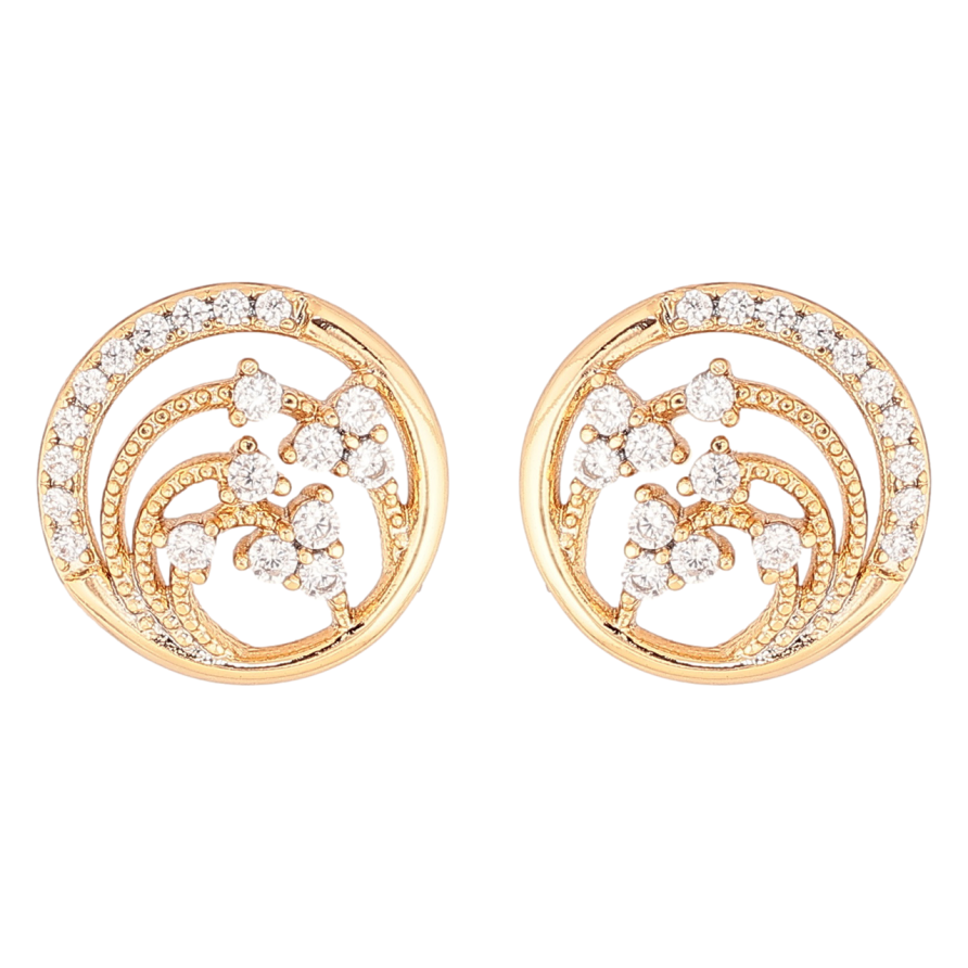 Серьги Xuping Позолота 18K пусеты Колечки с кристальным узором фото №1