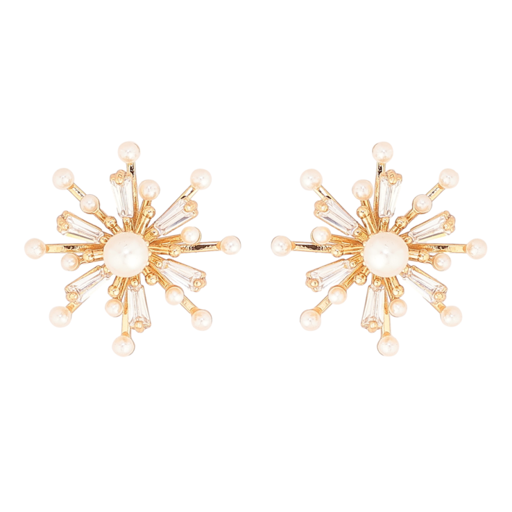Серьги Xuping Позолота 18K пусеты Кристальные звезды с жемчужинами фото №8