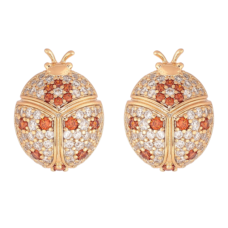 Серьги Xuping Позолота 18K пусеты Божьи коровки с инкрустацией кристаллами фото №2 Серьги Xuping Позолота 18K пусеты Божьи коровки с инкрустацией кристаллами фото №2
