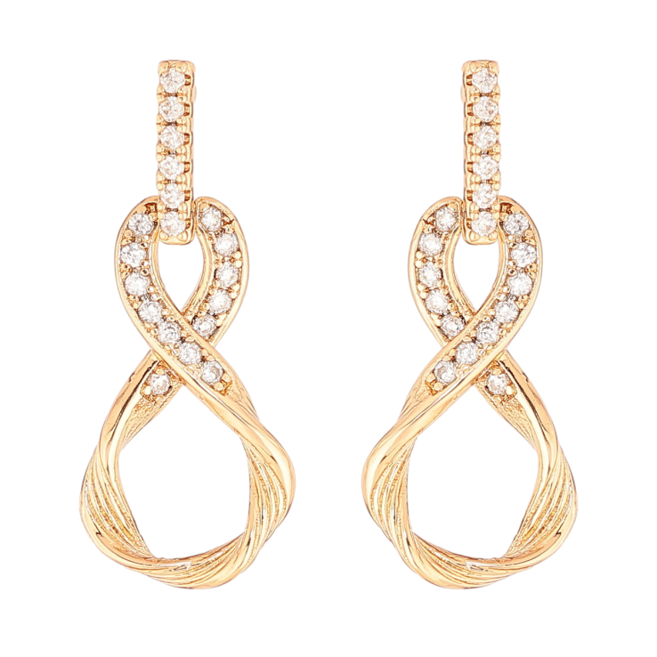 Серьги Xuping Позолота 18K пусеты Подвески восьмерки с кристаллами фото №5