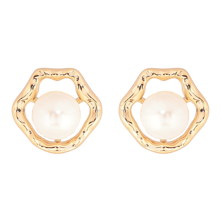 Сережки Xuping Позолота 18K пусети «Перлини у фігурній оправі» фото №6 Сережки Xuping Позолота 18K пусети «Перлини у фігурній оправі» фото №6