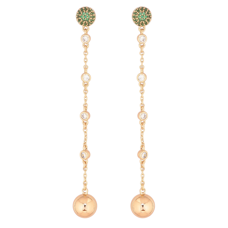 Серьги Xuping Позолота 18K пусеты Декоративные подвески с зелеными кристаллами фото №22