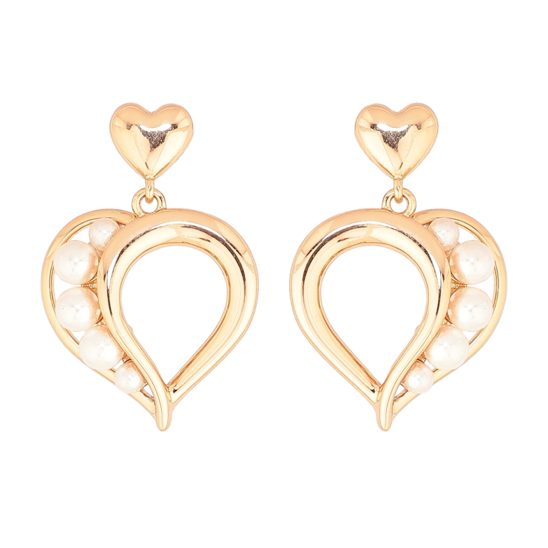 Серьги Xuping Позолота 18K пусеты Сердечки с жемчужинами фото №3 Серьги Xuping Позолота 18K пусеты Сердечки с жемчужинами фото №3
