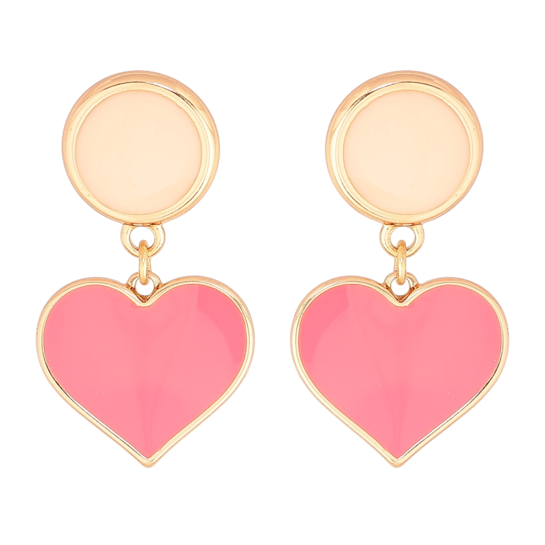 Серьги Xuping Позолота 18K пусеты Подвески сердечки с розово-бежевой эмалью фото №1 Серьги Xuping Позолота 18K пусеты Подвески сердечки с розово-бежевой эмалью фото №1