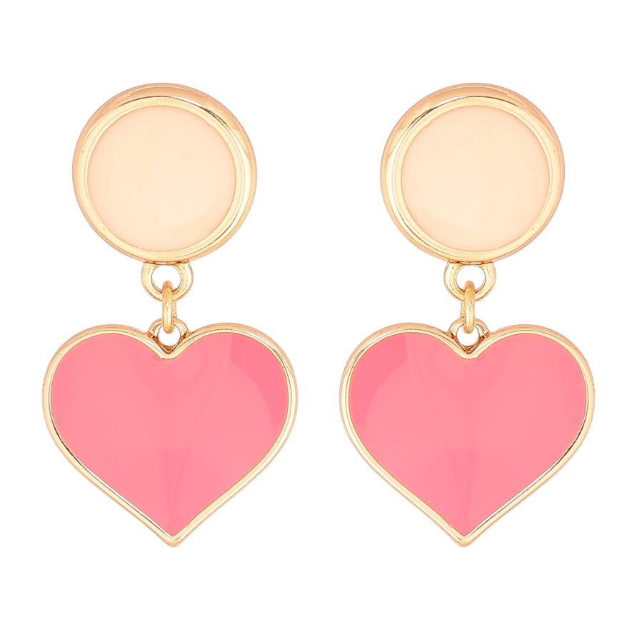 Серьги Xuping Позолота 18K пусеты Подвески сердечки с розово-бежевой эмалью фото №1 Серьги Xuping Позолота 18K пусеты Подвески сердечки с розово-бежевой эмалью фото №1