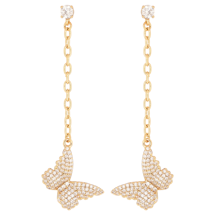 Серьги Xuping Позолота 18K пусеты Подвески бабочки с инкрустацией кристаллами фото №6