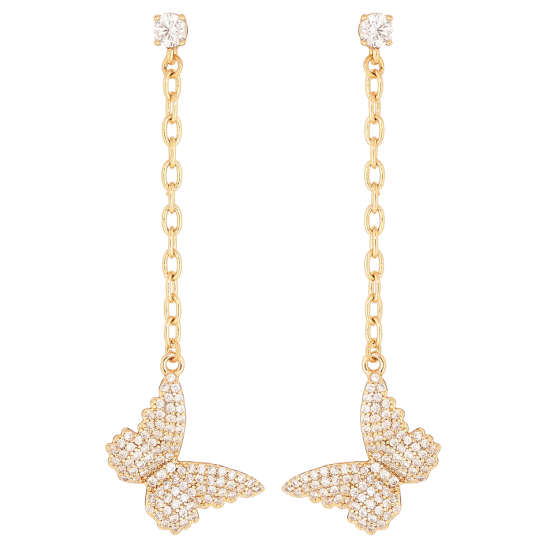 Серьги Xuping Позолота 18K пусеты Подвески бабочки с инкрустацией кристаллами фото №1