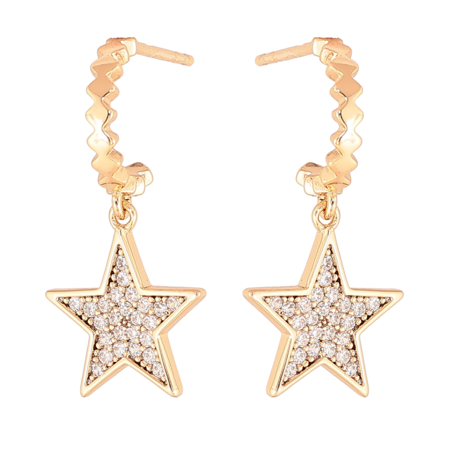 Серьги Xuping Позолота 18K пусеты Звезды с инкрустацией кристаллами фото №1