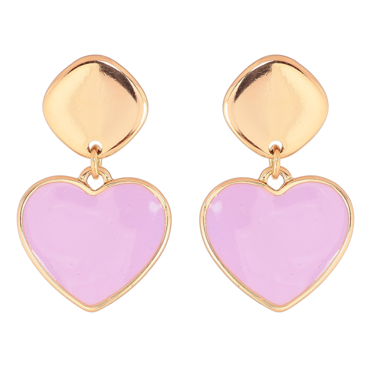 Сережки Xuping Позолота 18K пусети «Підвіски сердечка з бузковою емаллю» фото №8 Сережки Xuping Позолота 18K пусети «Підвіски сердечка з бузковою емаллю» фото №8