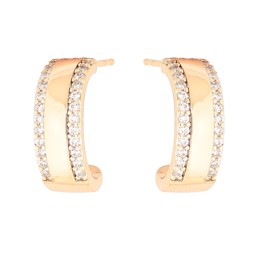 Сережки Xuping Позолота 18K пусети «Дуги з доріжками кристалів» фото №1 Сережки Xuping Позолота 18K пусети «Дуги з доріжками кристалів» фото №1