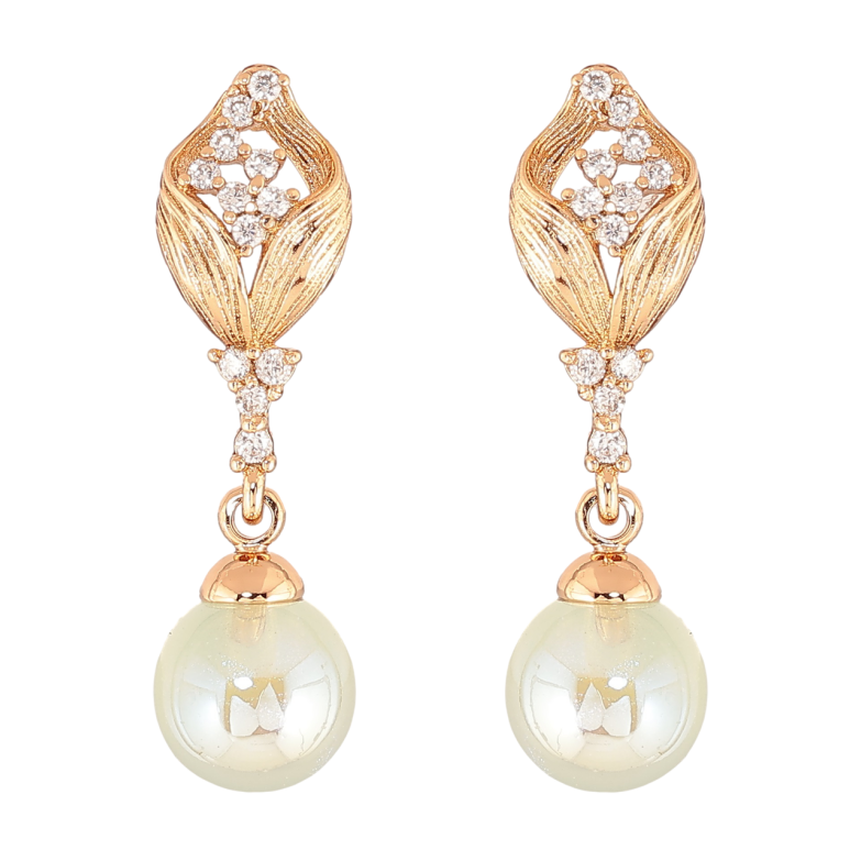 Серьги Xuping Позолота 18K пусеты Подвески с мятными жемчужинами и кристальными бутонами фото №1 Серьги Xuping Позолота 18K пусеты Подвески с мятными жемчужинами и кристальными бутонами фото №1