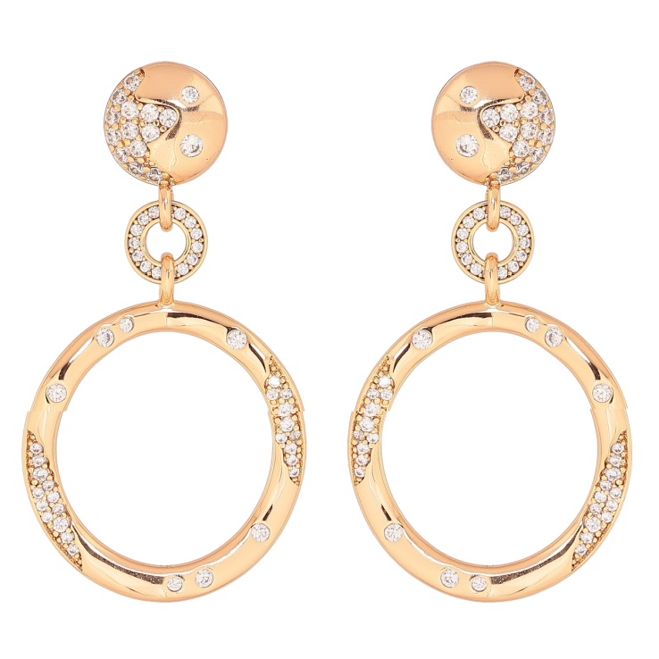 Сережки Xuping Позолота 18K пусети «Круглі підвіски з візерунком кристалами» фото №11 Сережки Xuping Позолота 18K пусети «Круглі підвіски з візерунком кристалами» фото №11