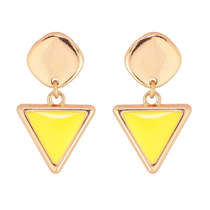 Серьги Xuping Позолота 18K пусеты Треугольные подвески с желтой эмалью фото №14 Серьги Xuping Позолота 18K пусеты Треугольные подвески с желтой эмалью фото №14