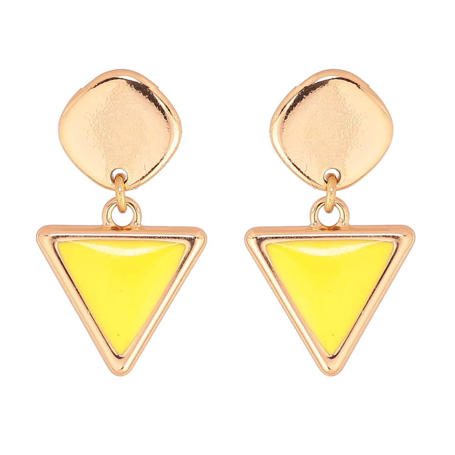 Серьги Xuping Позолота 18K пусеты Треугольные подвески с желтой эмалью фото №1