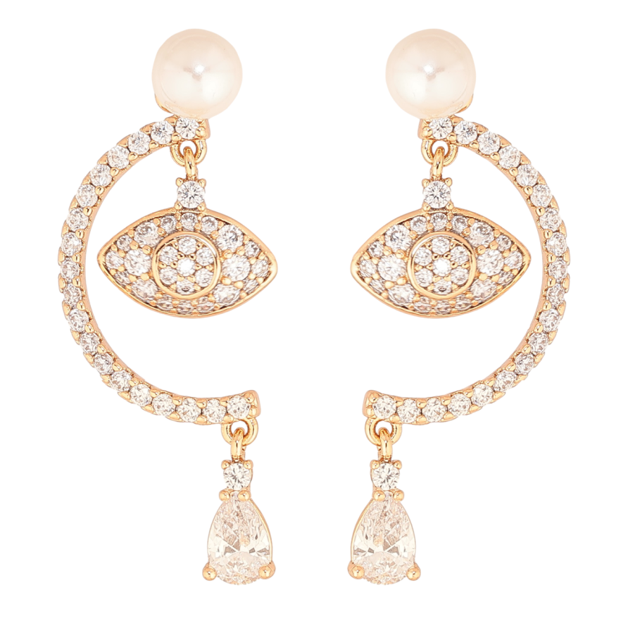 Серьги Xuping Позолота 18K пусеты Подвески с инкрустацией кристаллами и жемчужинами фото №1