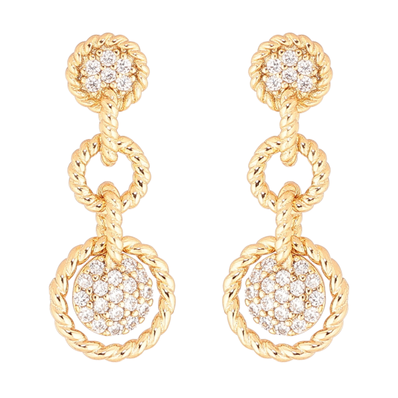 Сережки Xuping Позолота 18K пусети «Підвіски з кристалами» фото №1