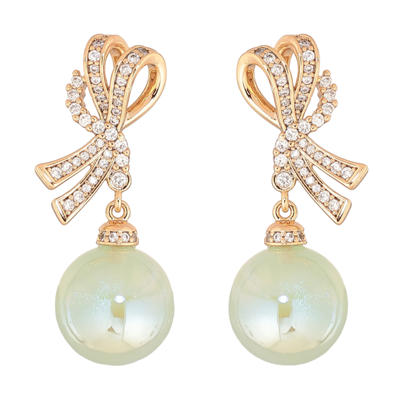 Сережки Xuping Позолота 18K пусети «Банти з м'ятними перламутровими кульками» фото №1 Сережки Xuping Позолота 18K пусети «Банти з м'ятними перламутровими кульками» фото №1