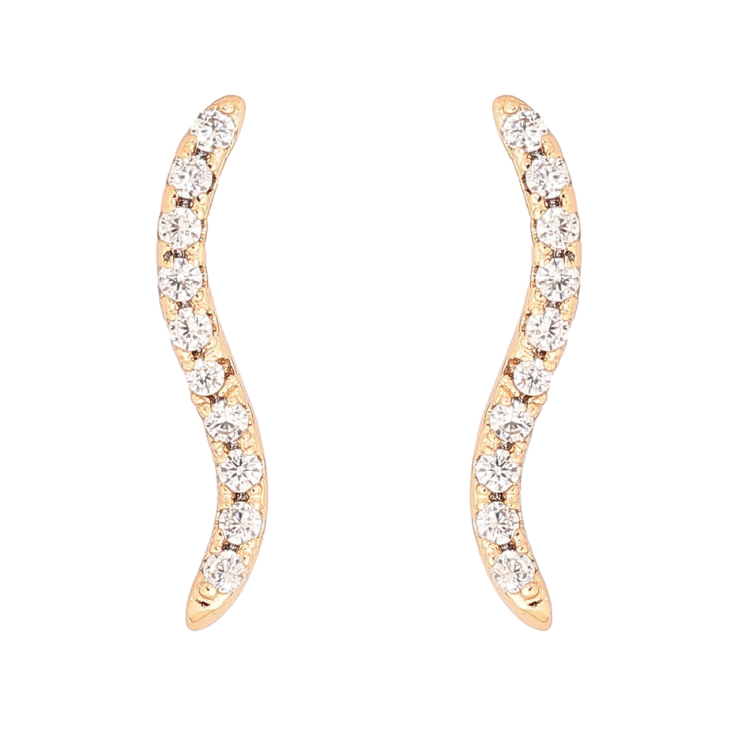 Серьги Xuping Позолота 18K пусеты Волнистые дорожки кристаллов фото №12