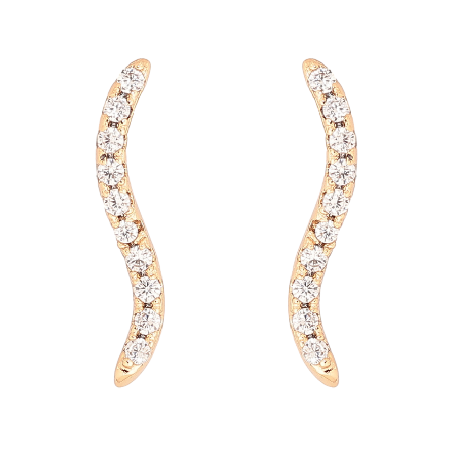 Серьги Xuping Позолота 18K пусеты Волнистые дорожки кристаллов фото №1